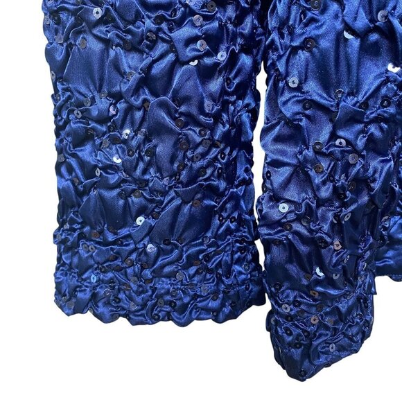 CACHET Evening Blouse Plus Size 2X Blue Satin Womens Party Top Wedding Guest - Picture 7 of 8